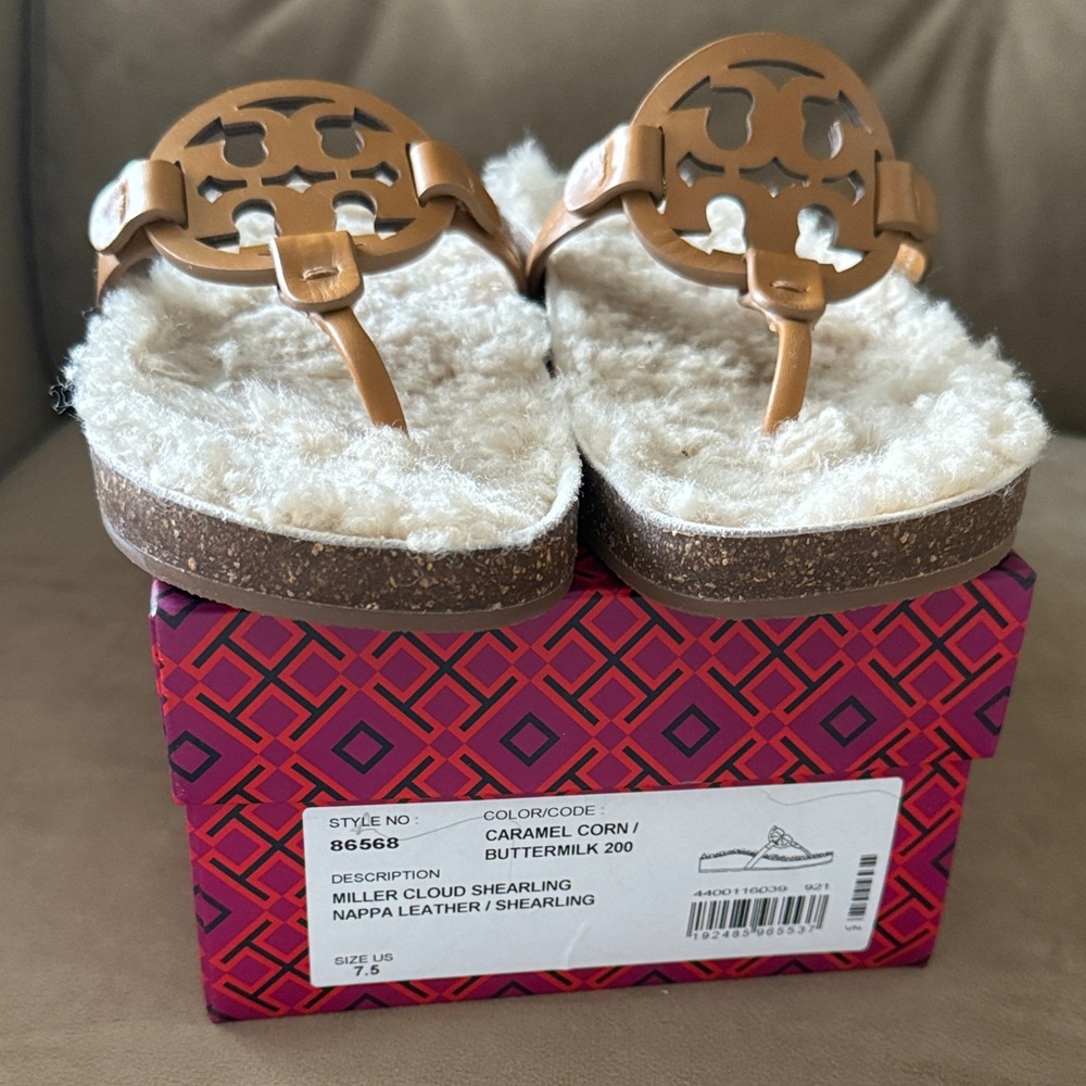 Tory Burch Tan Shearling Sandals
